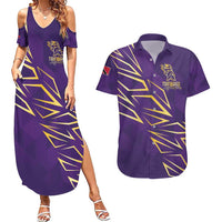 Trinbago Cricket Custom Couples Matching Summer Maxi Dress and Hawaiian Shirt TKR Quadruple Champion - Wonder Print Shop