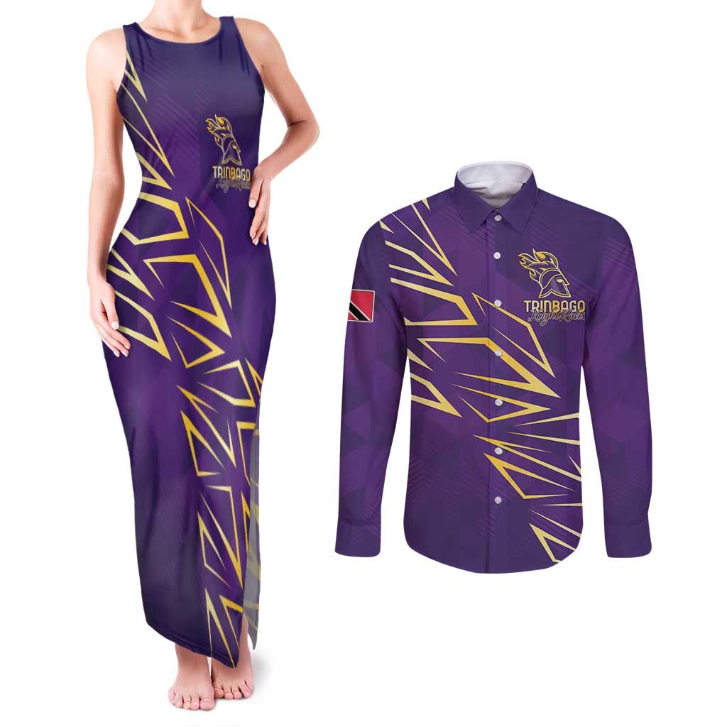Trinbago Cricket Custom Couples Matching Tank Maxi Dress and Long Sleeve Button Shirt TKR Quadruple Champion - Wonder Print Shop