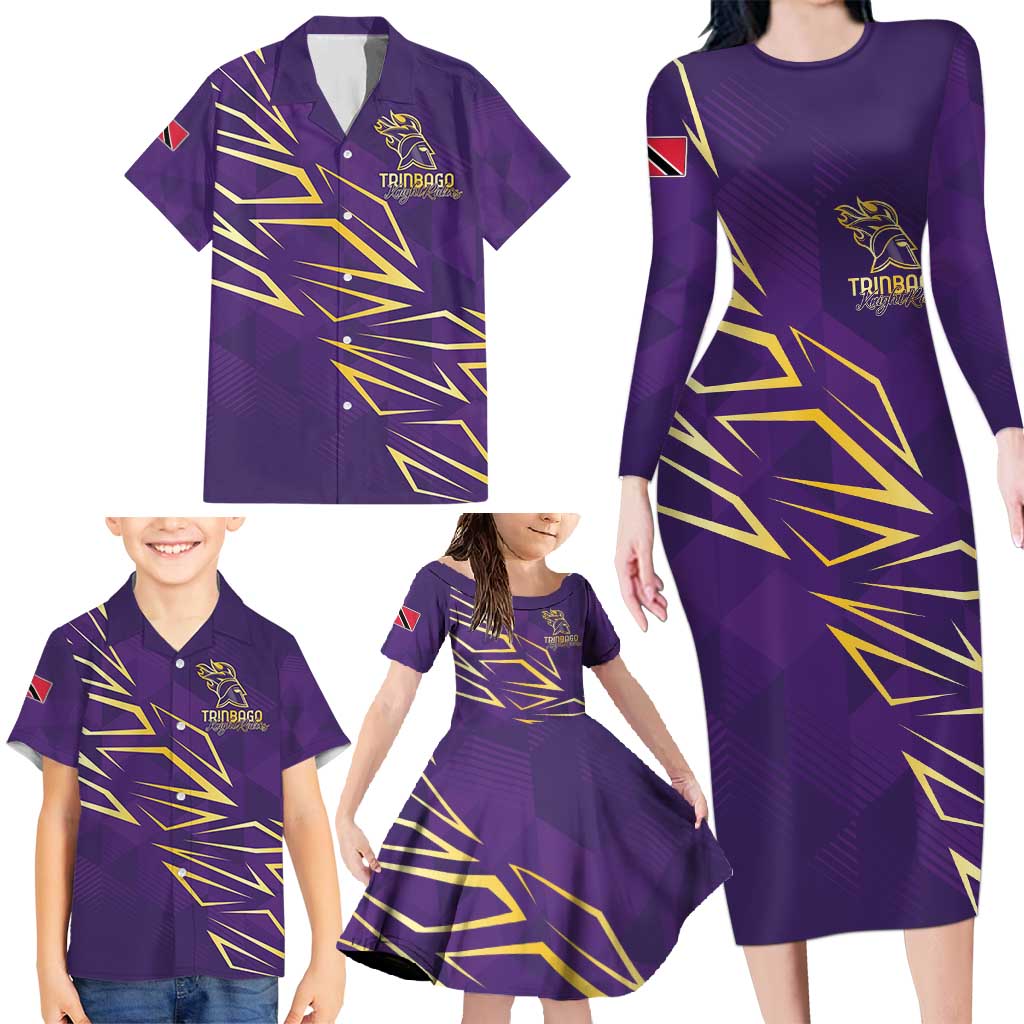 Trinbago Cricket Custom Family Matching Long Sleeve Bodycon Dress and Hawaiian Shirt TKR Quadruple Champion - Wonder Print Shop