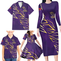 Trinbago Cricket Custom Family Matching Long Sleeve Bodycon Dress and Hawaiian Shirt TKR Quadruple Champion - Wonder Print Shop