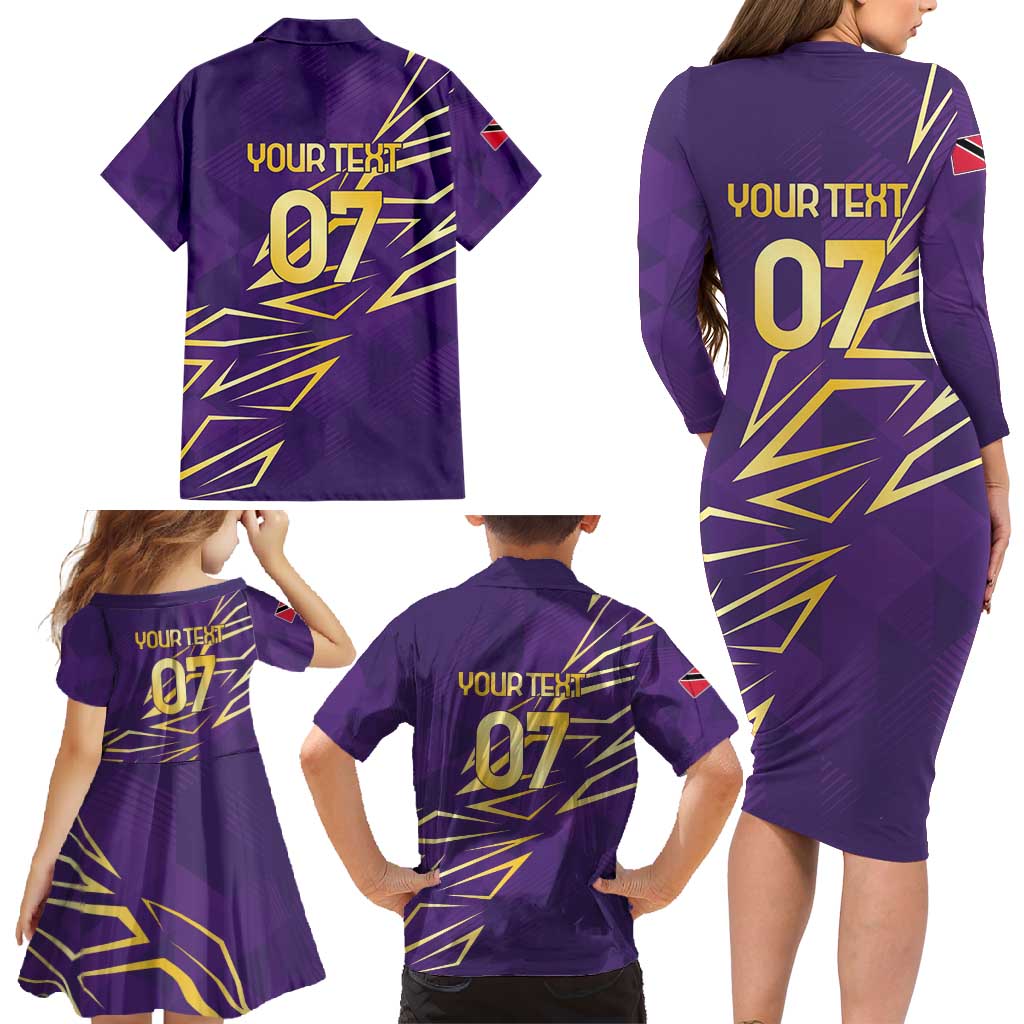 Trinbago Cricket Custom Family Matching Long Sleeve Bodycon Dress and Hawaiian Shirt TKR Quadruple Champion - Wonder Print Shop