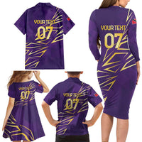 Trinbago Cricket Custom Family Matching Long Sleeve Bodycon Dress and Hawaiian Shirt TKR Quadruple Champion - Wonder Print Shop