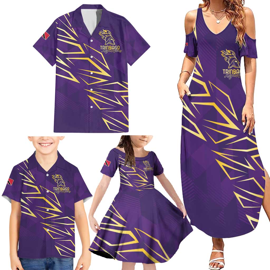 Trinbago Cricket Custom Family Matching Summer Maxi Dress and Hawaiian Shirt TKR Quadruple Champion - Wonder Print Shop