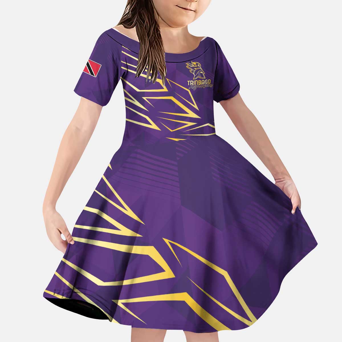 Trinbago Cricket Custom Kid Short Sleeve Dress TKR Quadruple Champion - Wonder Print Shop