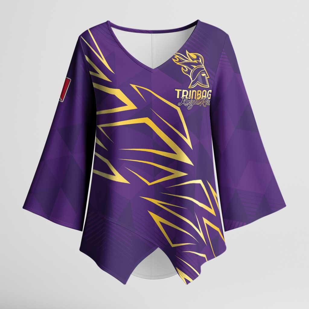 Trinbago Cricket Custom Kimono Sleeve Blouse TKR Quadruple Champion - Wonder Print Shop