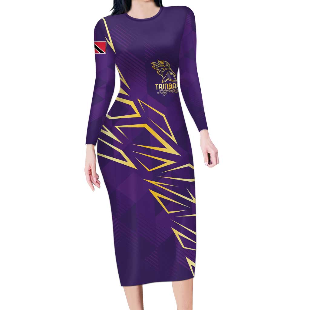 Trinbago Cricket Custom Long Sleeve Bodycon Dress TKR Quadruple Champion - Wonder Print Shop