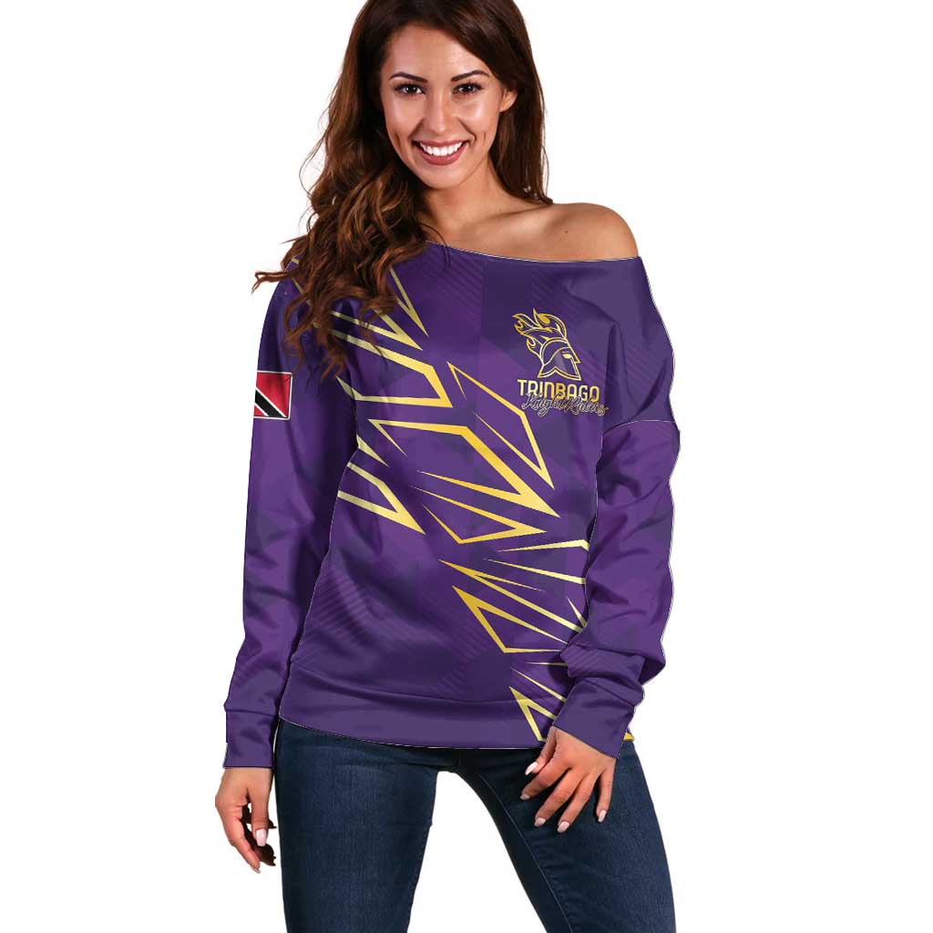 Trinbago Cricket Custom Off Shoulder Sweater TKR Quadruple Champion - Wonder Print Shop