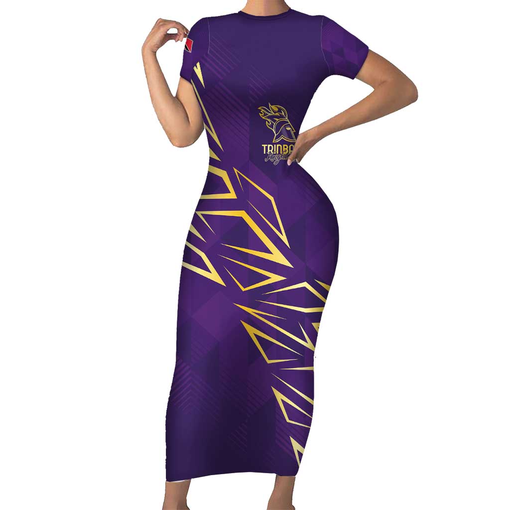 Trinbago Cricket Custom Short Sleeve Bodycon Dress TKR Quadruple Champion - Wonder Print Shop