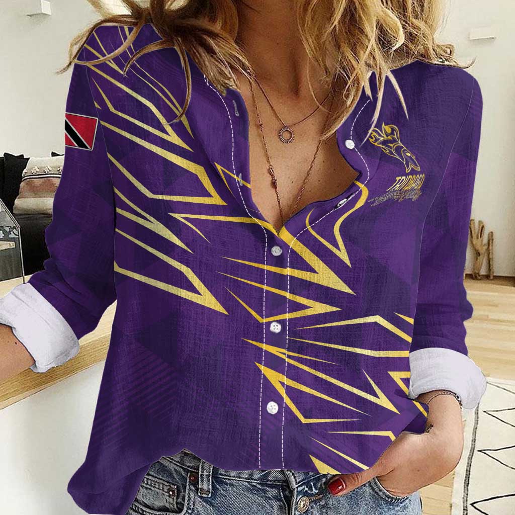 Trinbago Cricket Custom Women Casual Shirt TKR Quadruple Champion - Wonder Print Shop