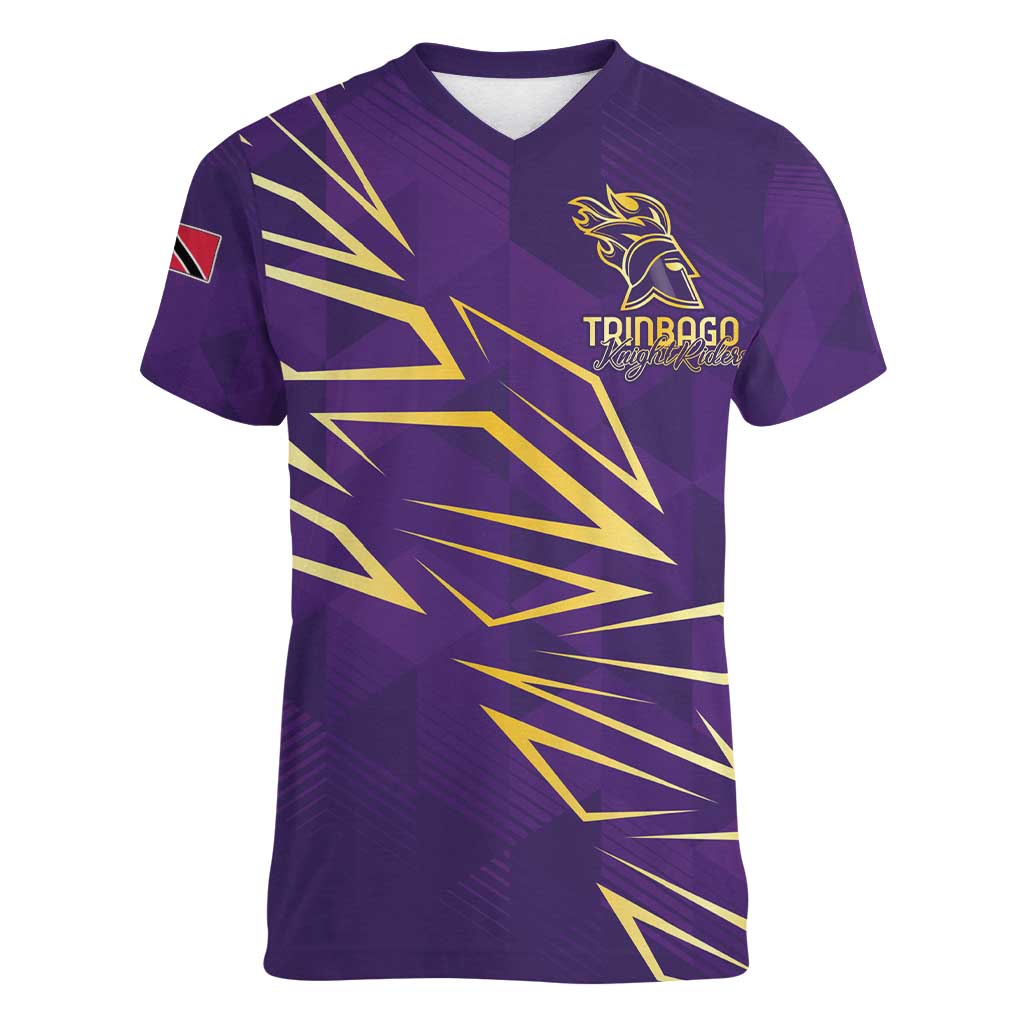 Trinbago Cricket Custom Women V-Neck T-Shirt TKR Quadruple Champion - Wonder Print Shop
