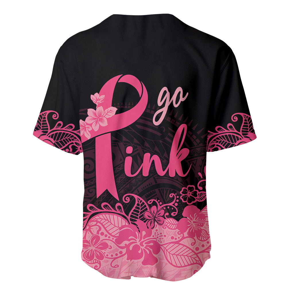 Polynesian Baseball Jersey Plumeria Breast Cancer Awareness Survivor Ribbon Pink LT7 - Wonder Print Shop