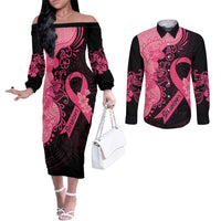 polynesian-couples-matching-off-the-shoulder-long-sleeve-dress-and-long-sleeve-button-shirts-plumeria-breast-cancer-awareness-survivor-ribbon-pink