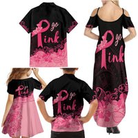 Polynesian Family Matching Summer Maxi Dress and Hawaiian Shirt Plumeria Breast Cancer Awareness Survivor Ribbon Pink - Wonder Print Shop