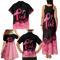 Polynesian Family Matching Tank Maxi Dress and Hawaiian Shirt Plumeria Breast Cancer Awareness Survivor Ribbon Pink - Wonder Print Shop