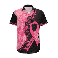 Polynesian Hawaiian Shirt Plumeria Breast Cancer Awareness Survivor Ribbon Pink - Wonder Print Shop