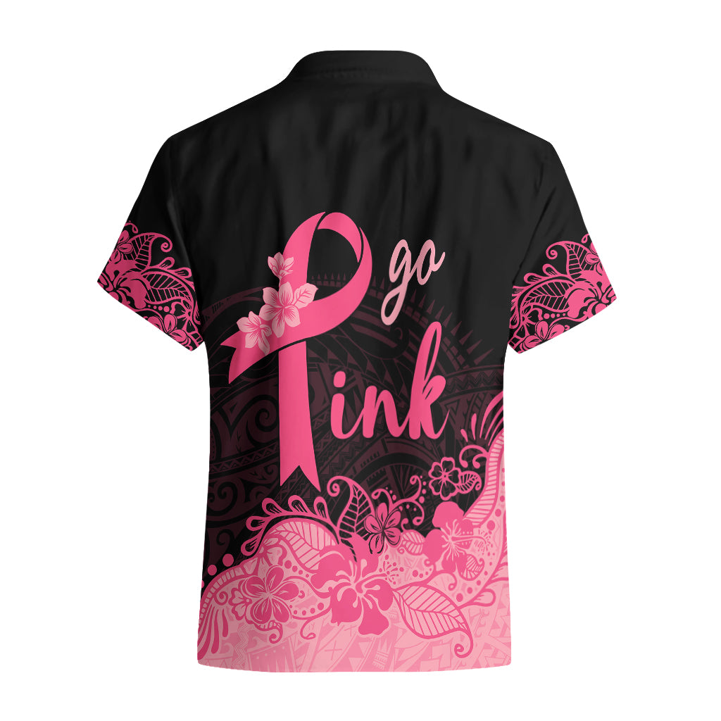 Polynesian Hawaiian Shirt Plumeria Breast Cancer Awareness Survivor Ribbon Pink - Wonder Print Shop