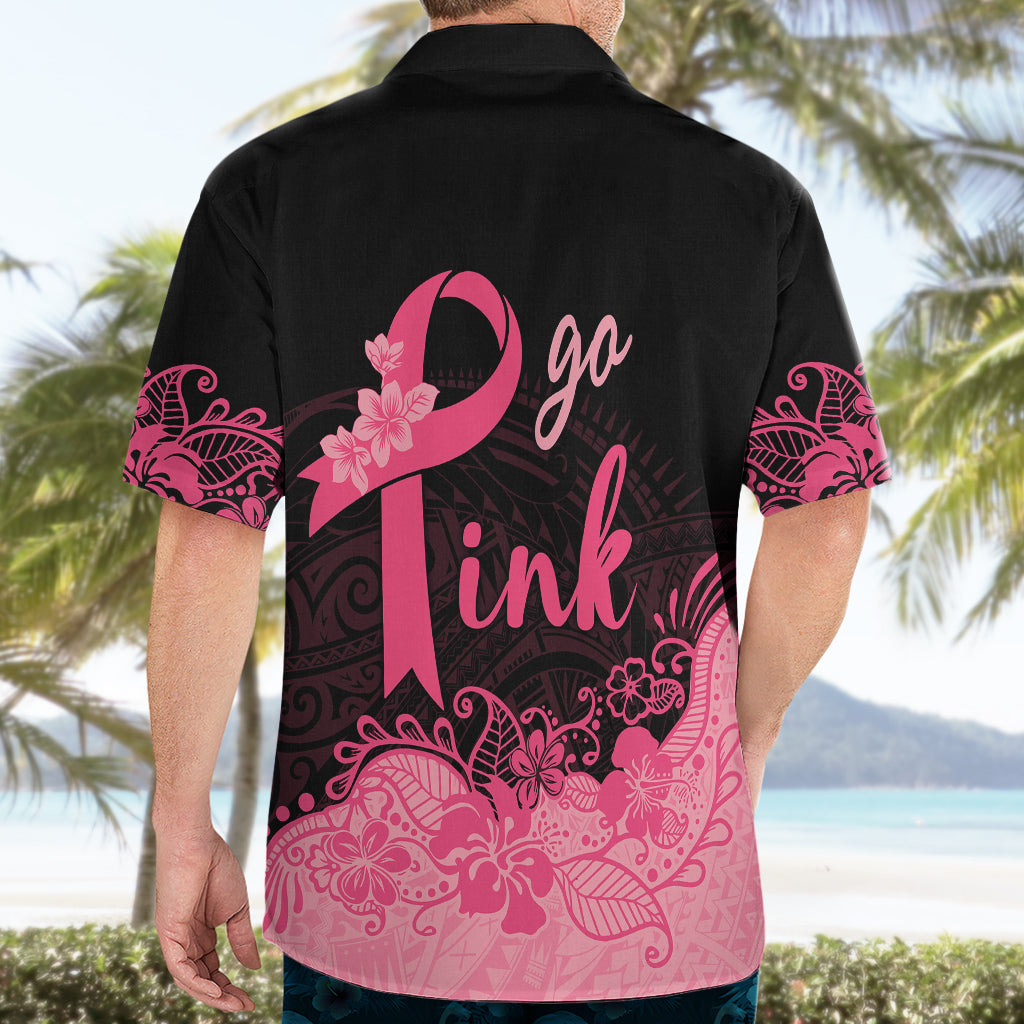 Polynesian Hawaiian Shirt Plumeria Breast Cancer Awareness Survivor Ribbon Pink - Wonder Print Shop