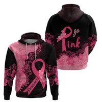Polynesian Hoodie Plumeria Breast Cancer Awareness Survivor Ribbon Pink - Wonder Print Shop