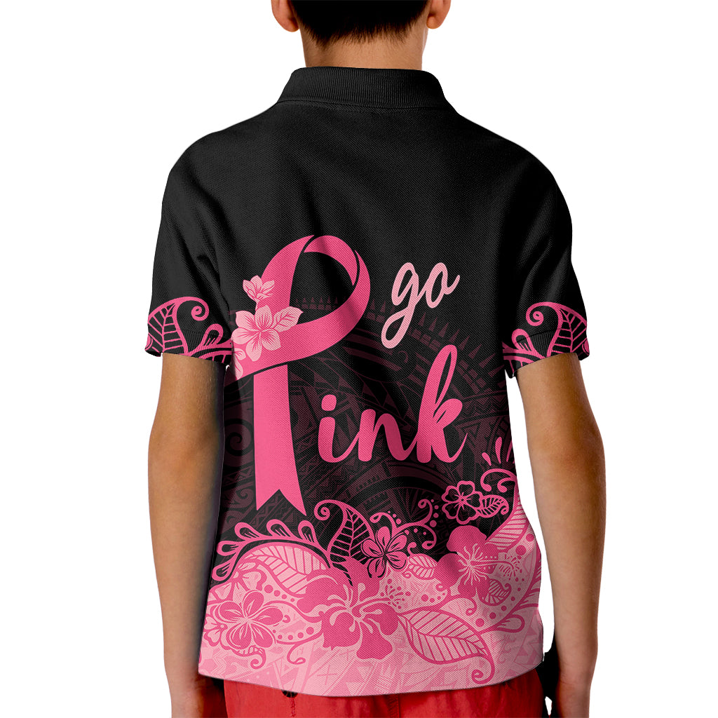 Polynesian Kid Polo Shirt Plumeria Breast Cancer Awareness Survivor Ribbon Pink - Wonder Print Shop