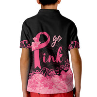 Polynesian Kid Polo Shirt Plumeria Breast Cancer Awareness Survivor Ribbon Pink - Wonder Print Shop