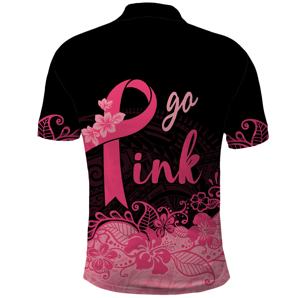 Polynesian Polo Shirt Plumeria Breast Cancer Awareness Survivor Ribbon Pink - Wonder Print Shop