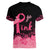 Polynesian Women V Neck T Shirt Plumeria Breast Cancer Awareness Survivor Ribbon Pink - Wonder Print Shop
