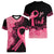 Polynesian Women V Neck T Shirt Plumeria Breast Cancer Awareness Survivor Ribbon Pink - Wonder Print Shop