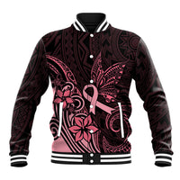 Polynesian Baseball Jacket Breast Cancer RIbbon Butterfly Mix Plumeria Curves Pink LT7 - Wonder Print Shop