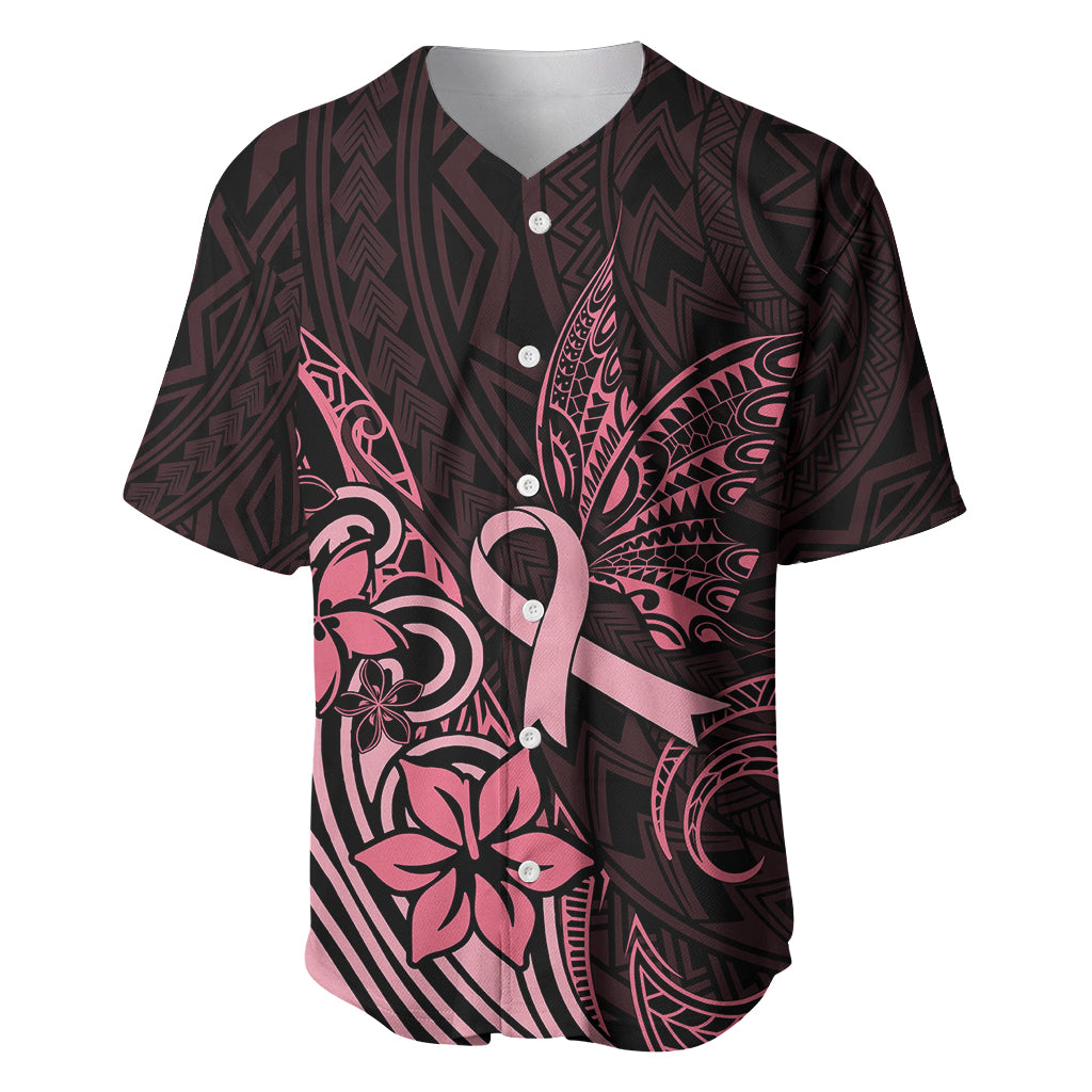 Polynesian Baseball Jersey Breast Cancer RIbbon Butterfly Mix Plumeria Curves Pink LT7 - Wonder Print Shop