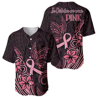Polynesian Baseball Jersey Breast Cancer RIbbon Butterfly Mix Plumeria Curves Pink LT7 - Wonder Print Shop