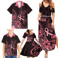 Polynesian Family Matching Summer Maxi Dress and Hawaiian Shirt Breast Cancer RIbbon Butterfly Mix Plumeria Curves Pink - Wonder Print Shop
