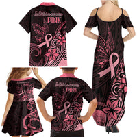 Polynesian Family Matching Summer Maxi Dress and Hawaiian Shirt Breast Cancer RIbbon Butterfly Mix Plumeria Curves Pink - Wonder Print Shop
