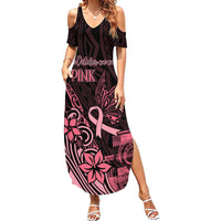 Polynesian Family Matching Summer Maxi Dress and Hawaiian Shirt Breast Cancer RIbbon Butterfly Mix Plumeria Curves Pink - Wonder Print Shop