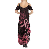 Polynesian Family Matching Summer Maxi Dress and Hawaiian Shirt Breast Cancer RIbbon Butterfly Mix Plumeria Curves Pink - Wonder Print Shop