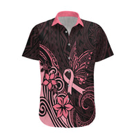 Polynesian Hawaiian Shirt Breast Cancer RIbbon Butterfly Mix Plumeria Curves Pink - Wonder Print Shop