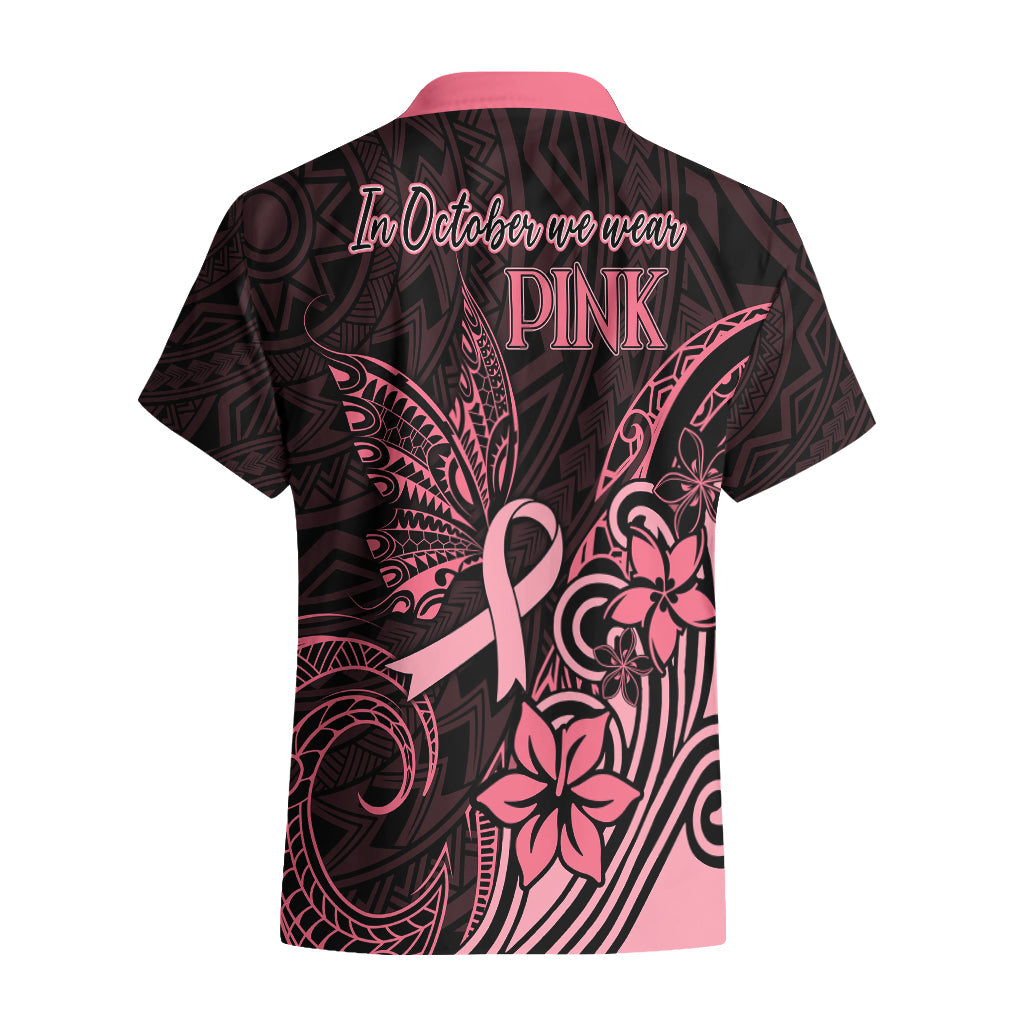 Polynesian Hawaiian Shirt Breast Cancer RIbbon Butterfly Mix Plumeria Curves Pink - Wonder Print Shop