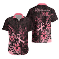 Polynesian Hawaiian Shirt Breast Cancer RIbbon Butterfly Mix Plumeria Curves Pink - Wonder Print Shop
