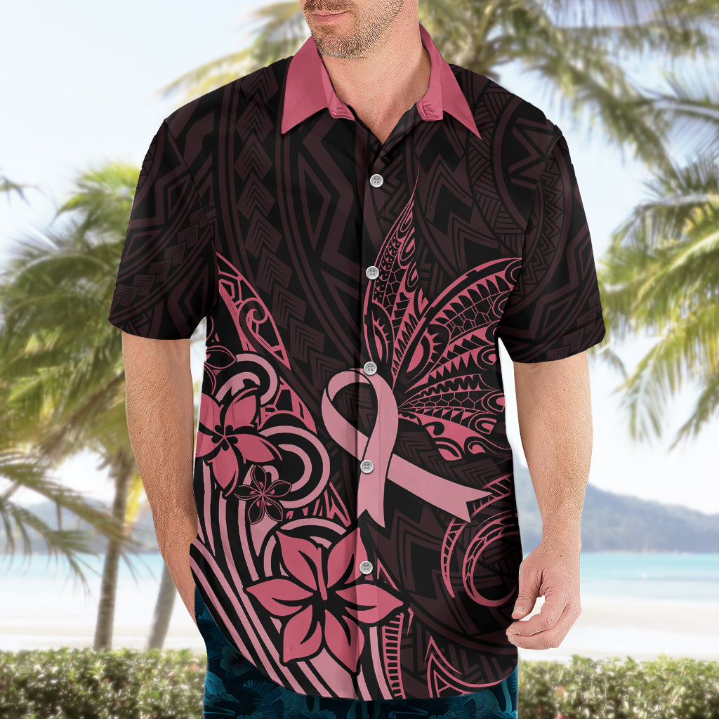 Polynesian Hawaiian Shirt Breast Cancer RIbbon Butterfly Mix Plumeria Curves Pink - Wonder Print Shop