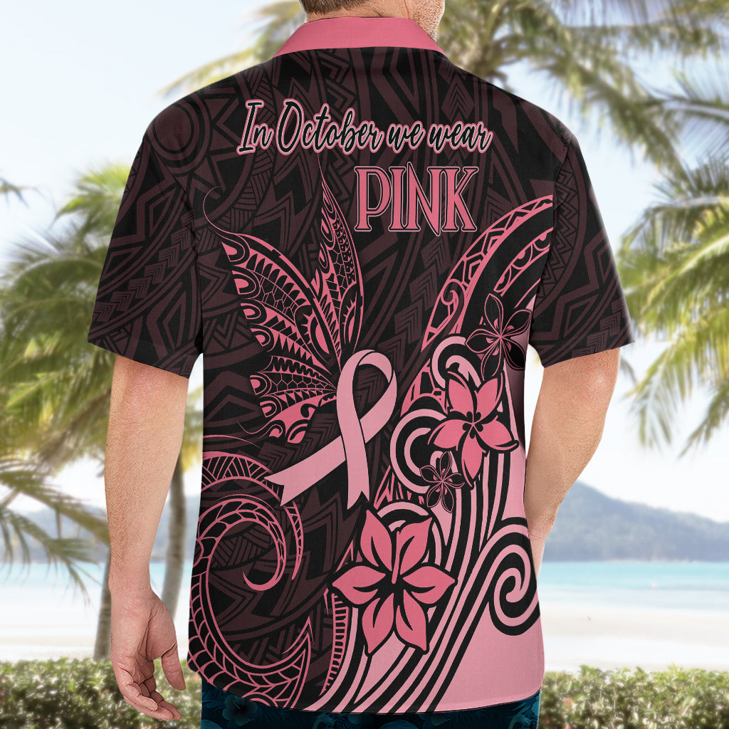 Polynesian Hawaiian Shirt Breast Cancer RIbbon Butterfly Mix Plumeria Curves Pink - Wonder Print Shop