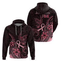 Polynesian Hoodie Breast Cancer RIbbon Butterfly Mix Plumeria Curves Pink - Wonder Print Shop