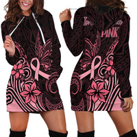 Polynesian Hoodie Dress Breast Cancer RIbbon Butterfly Mix Plumeria Curves Pink - Wonder Print Shop