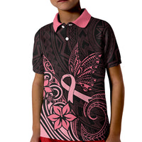 Polynesian Kid Polo Shirt Breast Cancer RIbbon Butterfly Mix Plumeria Curves Pink - Wonder Print Shop