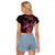 Polynesian Raglan Cropped T Shirt Breast Cancer RIbbon Butterfly Mix Plumeria Curves Pink - Wonder Print Shop