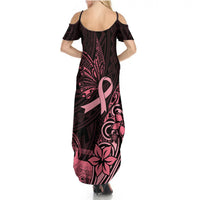 Polynesian Summer Maxi Dress Breast Cancer RIbbon Butterfly Mix Plumeria Curves Pink - Wonder Print Shop