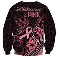 Polynesian Sweatshirt Breast Cancer RIbbon Butterfly Mix Plumeria Curves Pink - Wonder Print Shop