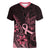 Polynesian Women V Neck T Shirt Breast Cancer RIbbon Butterfly Mix Plumeria Curves Pink - Wonder Print Shop