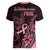 Polynesian Women V Neck T Shirt Breast Cancer RIbbon Butterfly Mix Plumeria Curves Pink - Wonder Print Shop