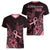 Polynesian Women V Neck T Shirt Breast Cancer RIbbon Butterfly Mix Plumeria Curves Pink - Wonder Print Shop