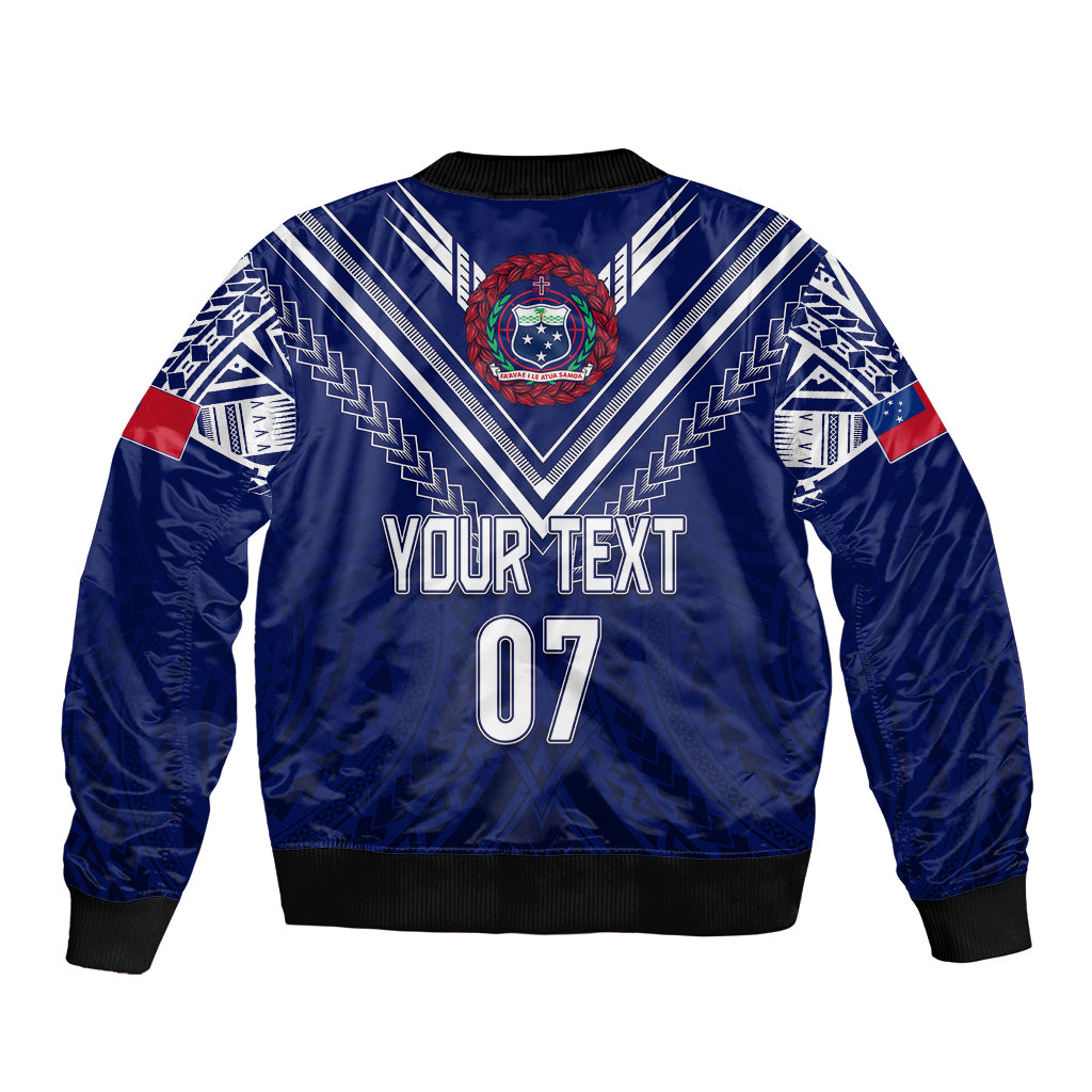 Personalised Samoa Rugby Sleeve Zip Bomber Jacket World Cup 2023 Siamupini Siva Tau - Wonder Print Shop
