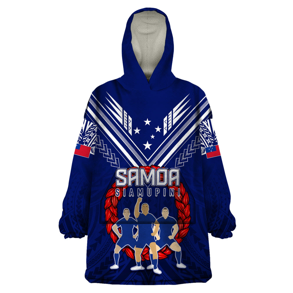 Personalised Samoa Rugby Wearable Blanket Hoodie World Cup 2023 Siamupini Siva Tau - Wonder Print Shop